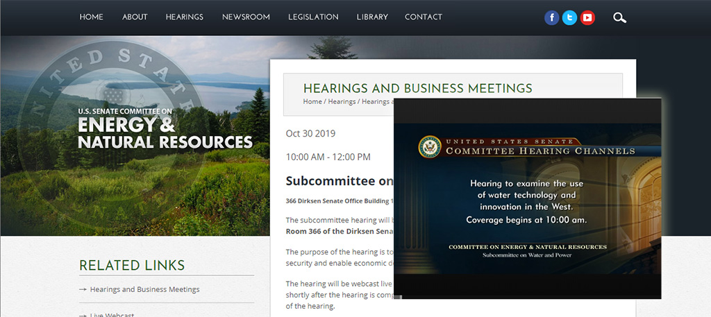Website screenshot for Dr. Sabo's testimony